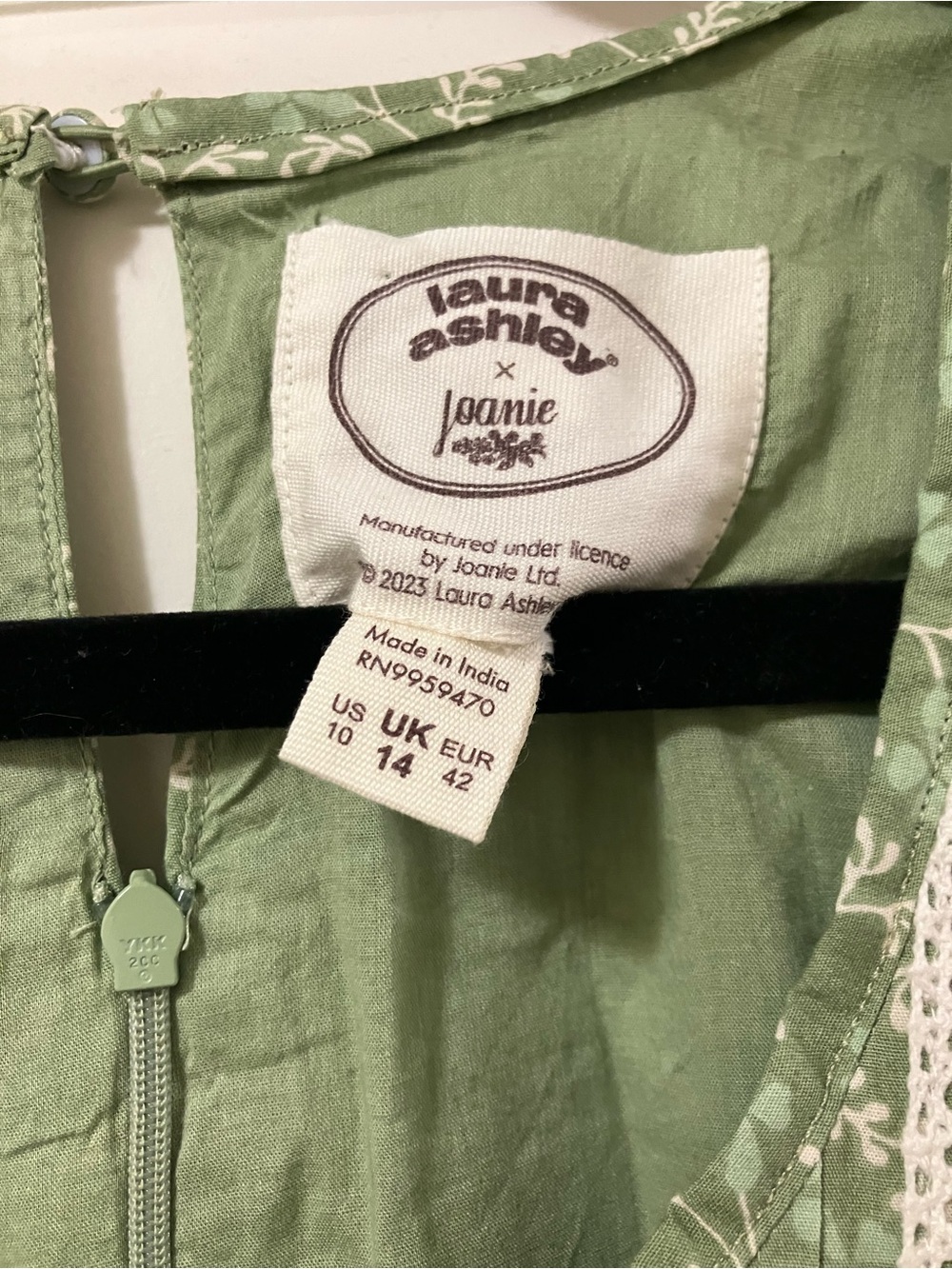 Laura Ashley x Joanie Sage Green Floral Lace-Trim Midi Dress - Picture 2 of 5